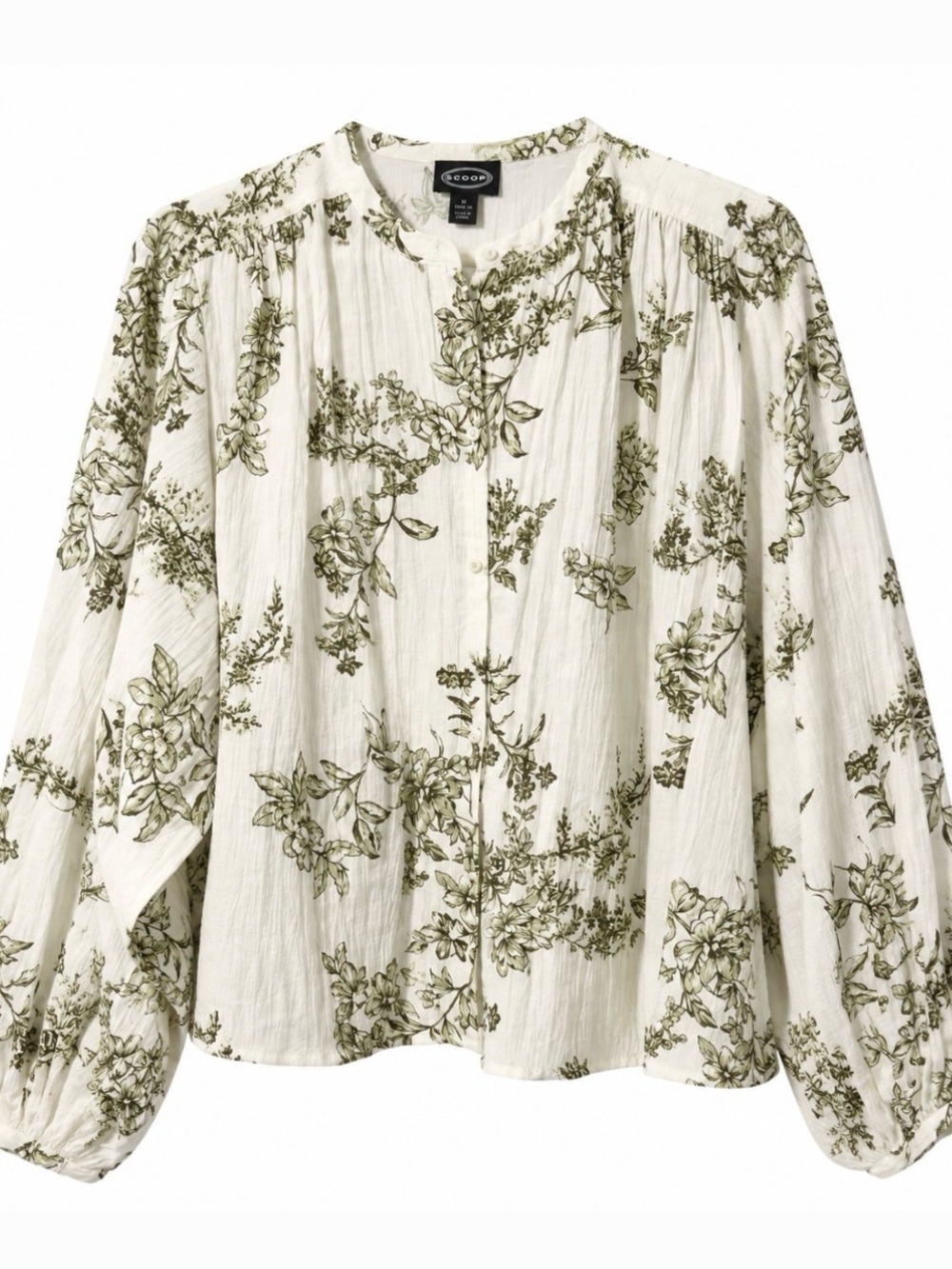 Ecru Floral Button-Front Blouse by EDDY